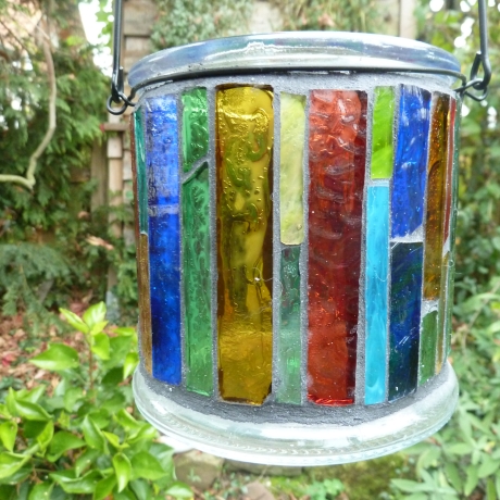 Mosaik Windlicht bunt zum Hängen