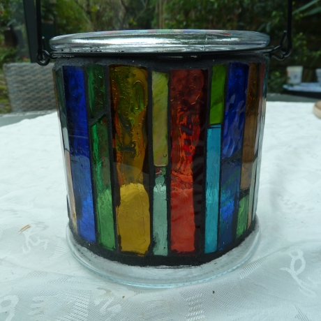 Mosaik Windlicht bunt zum Hängen