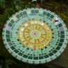 Beton Vogeltränke Mosaik Wasserschale grün gelb