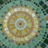 Beton Vogeltränke Mosaik Wasserschale grün gelb