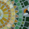 Beton Vogeltränke Mosaik Wasserschale grün gelb