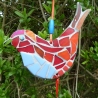 Mosaik Vogel zum Hängen rot blau 