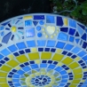 Mosaik Vogeltränke Hängend blau gelb