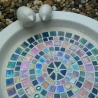 Mosaik Vogeltränke Keramik petrol rosa