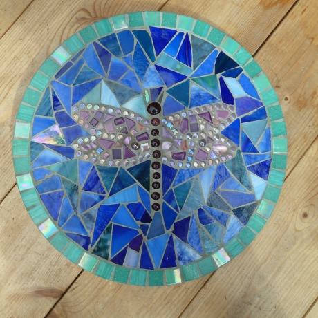 Mosaik  Garten Trittstein Dekostein rund Libelle