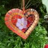 Mosaikherz zum Stellen, Legen, Hängen rot orange