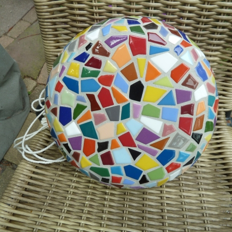 Mosaik Blumenampel Vogeltränke bunt 