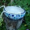 Mosaik Pflanzschale Blumenampel zum Hängen blau