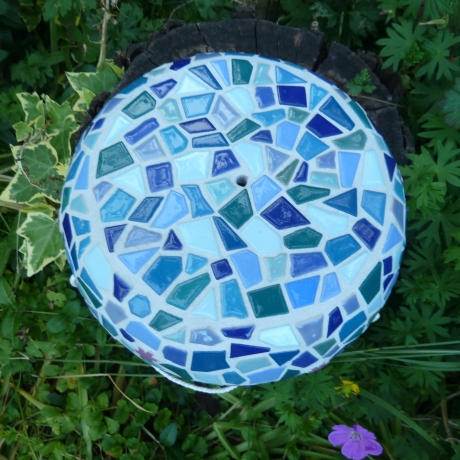 Mosaik Pflanzschale Blumenampel zum Hängen blau
