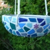 Mosaik Pflanzschale Blumenampel zum Hängen blau