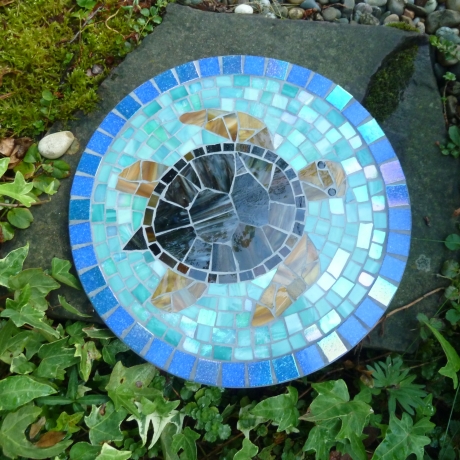 Mosaik  Garten Trittstein Dekostein rund Schildkröte