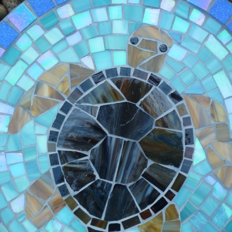 Mosaik  Garten Trittstein Dekostein rund Schildkröte