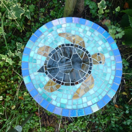 Mosaik  Garten Trittstein Dekostein rund Schildkröte