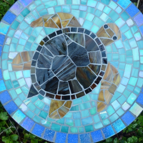 Mosaik  Garten Trittstein Dekostein rund Schildkröte