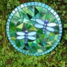 Mosaik  Garten Trittstein Dekostein rund Libellen weiß