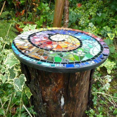 Mosaik  Garten Trittstein Farbverlauf Regenbogen Schnecke