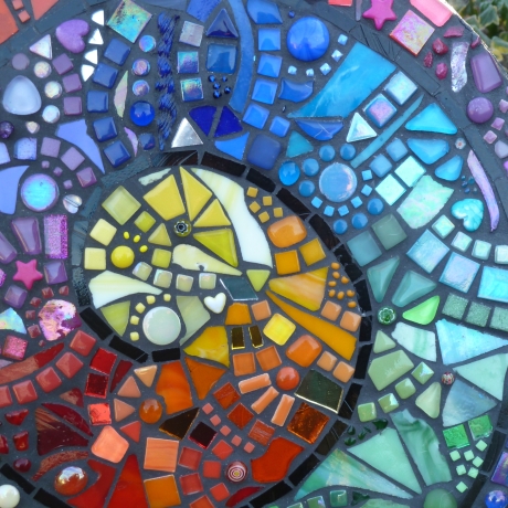 Mosaik  Garten Trittstein Farbverlauf Regenbogen Schnecke