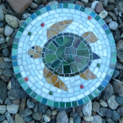 Mosaik  Garten Trittstein Dekostein rund Schildkröte