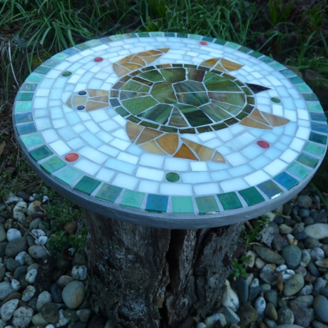 Mosaik  Garten Trittstein Dekostein rund Schildkröte