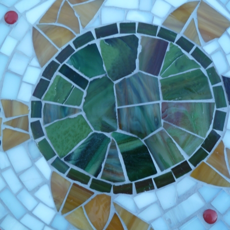 Mosaik  Garten Trittstein Dekostein rund Schildkröte