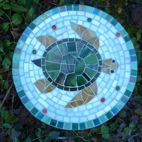 Mosaik  Garten Trittstein Dekostein rund Schildkröte