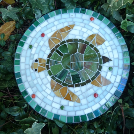 Mosaik  Garten Trittstein Dekostein rund Schildkröte