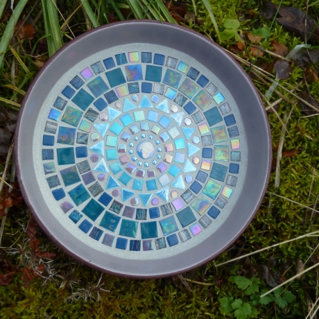 Mosaikschale kleine Schale rund rosa petrol türkis 