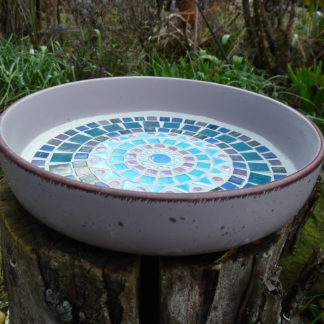 Mosaikschale kleine Schale rund rosa petrol türkis 