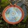 Mosaik Vogeltränke blau grün Keramik 