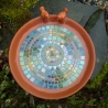 Mosaik Vogeltränke blau grün Keramik 