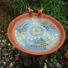 Mosaik Vogeltränke blau grün Keramik 