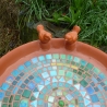Mosaik Vogeltränke blau grün Keramik 