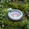 Mosaik Vogeltränke Keramik blau rot