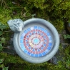 Mosaik Vogeltränke Keramik blau rot