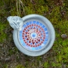 Mosaik Vogeltränke Keramik blau rot