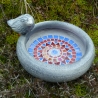 Mosaik Vogeltränke Keramik blau rot