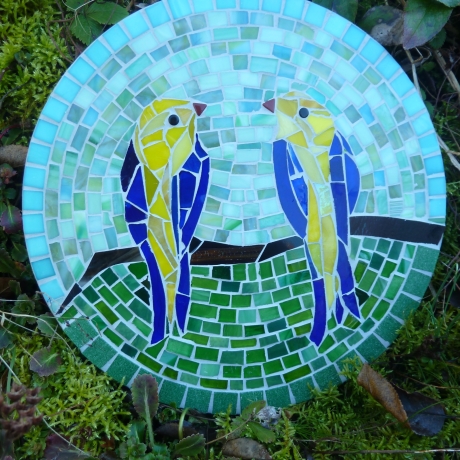 Mosaik  Garten Trittstein Mosaikbild Vogelpaar