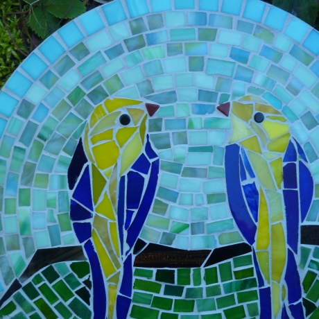 Mosaik  Garten Trittstein Mosaikbild Vogelpaar