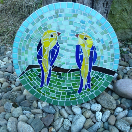 Mosaik  Garten Trittstein Mosaikbild Vogelpaar