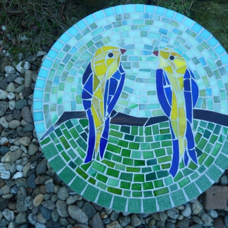 Mosaik  Garten Trittstein Mosaikbild Vogelpaar