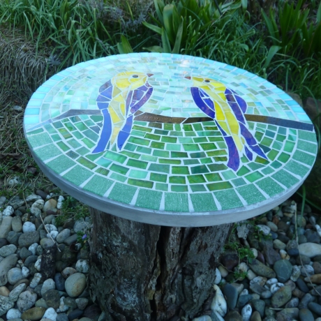 Mosaik  Garten Trittstein Mosaikbild Vogelpaar