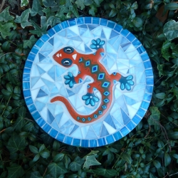 Mosaik  Garten Trittstein Mosaikbild Gecko Eidechse