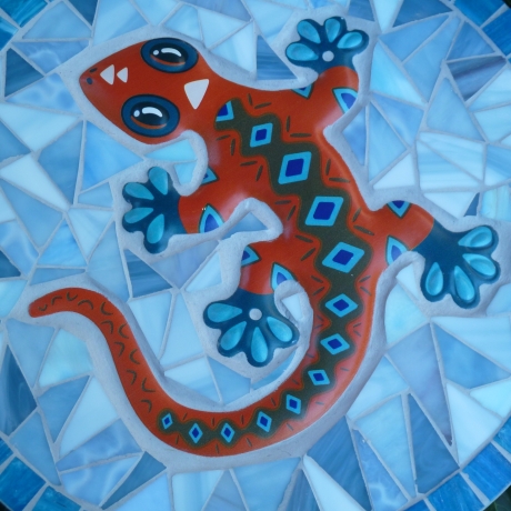 Mosaik  Garten Trittstein Mosaikbild Gecko Eidechse