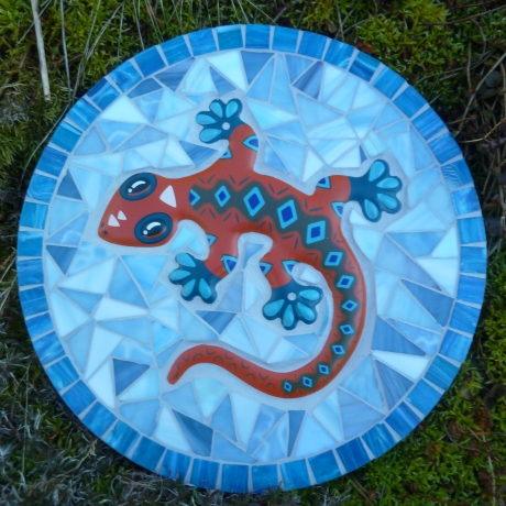 Mosaik  Garten Trittstein Mosaikbild Gecko Eidechse