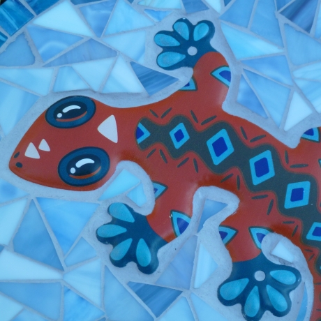 Mosaik  Garten Trittstein Mosaikbild Gecko Eidechse