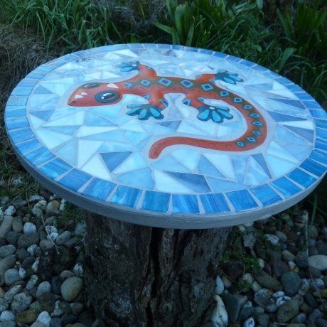 Mosaik  Garten Trittstein Mosaikbild Gecko Eidechse