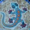 Mosaik  Garten Trittstein  Gecko Eidechse türkis
