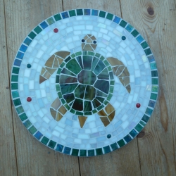 Mosaik  Garten Trittstein Dekostein rund Schildkröte