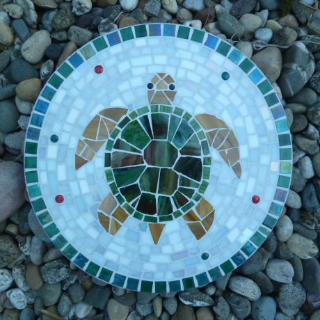 Mosaik  Garten Trittstein Dekostein rund Schildkröte
