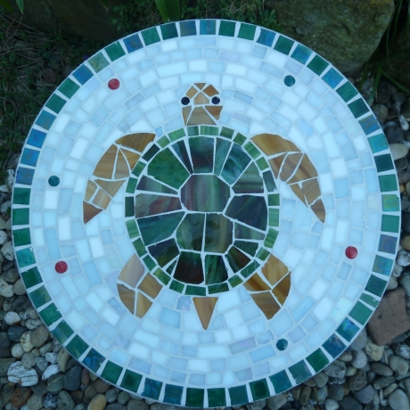 Mosaik  Garten Trittstein Dekostein rund Schildkröte